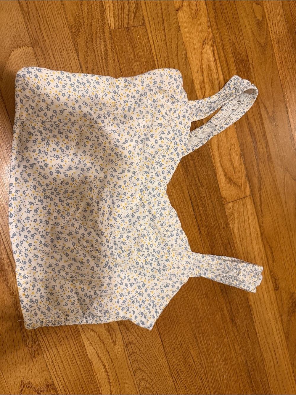 Japna Floral Square Neck Crop Tank - Blue & Yellow on Cream
